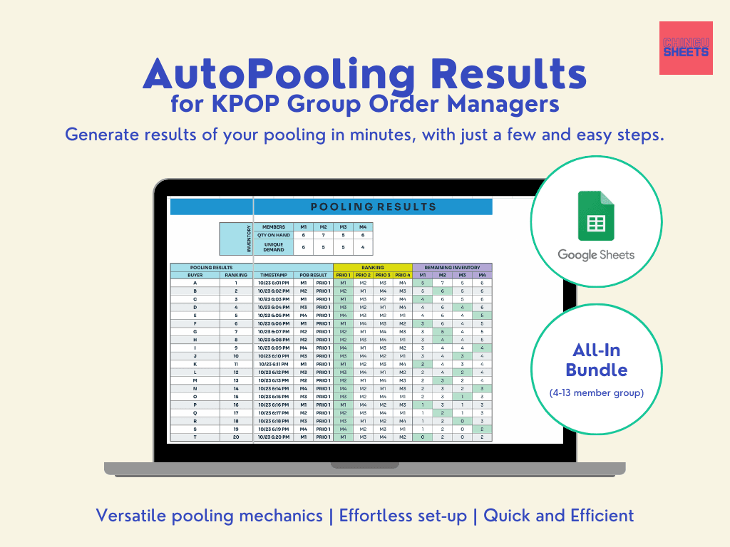 _samtae's tweet photo. halluuu since it's almost comeback time, i want to share something that i've worked hard on for the past few years!

i've made an automated pooling tracker that generates assignments in minutes via gsheets! if you're a GOM, this eliminates the manual work of assigning...

(1/2) https://t.co/9BRnl7nQDG