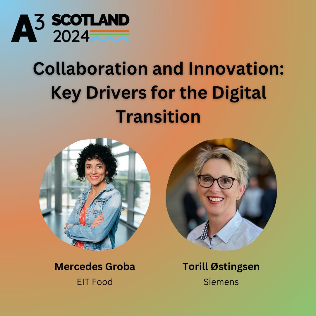 ✨Collaboration &amp; Innovation: Key Drivers for the Digital Transition

Mercedes Groba <a href="/EITFood/">EIT Food</a> will be joined by Torill Østingsen <a href="/Siemens/">Siemens</a> as they explore key drivers for digital transition looking at EIT Food's programmes &amp; the application of technology in AAA sectors by Siemens.