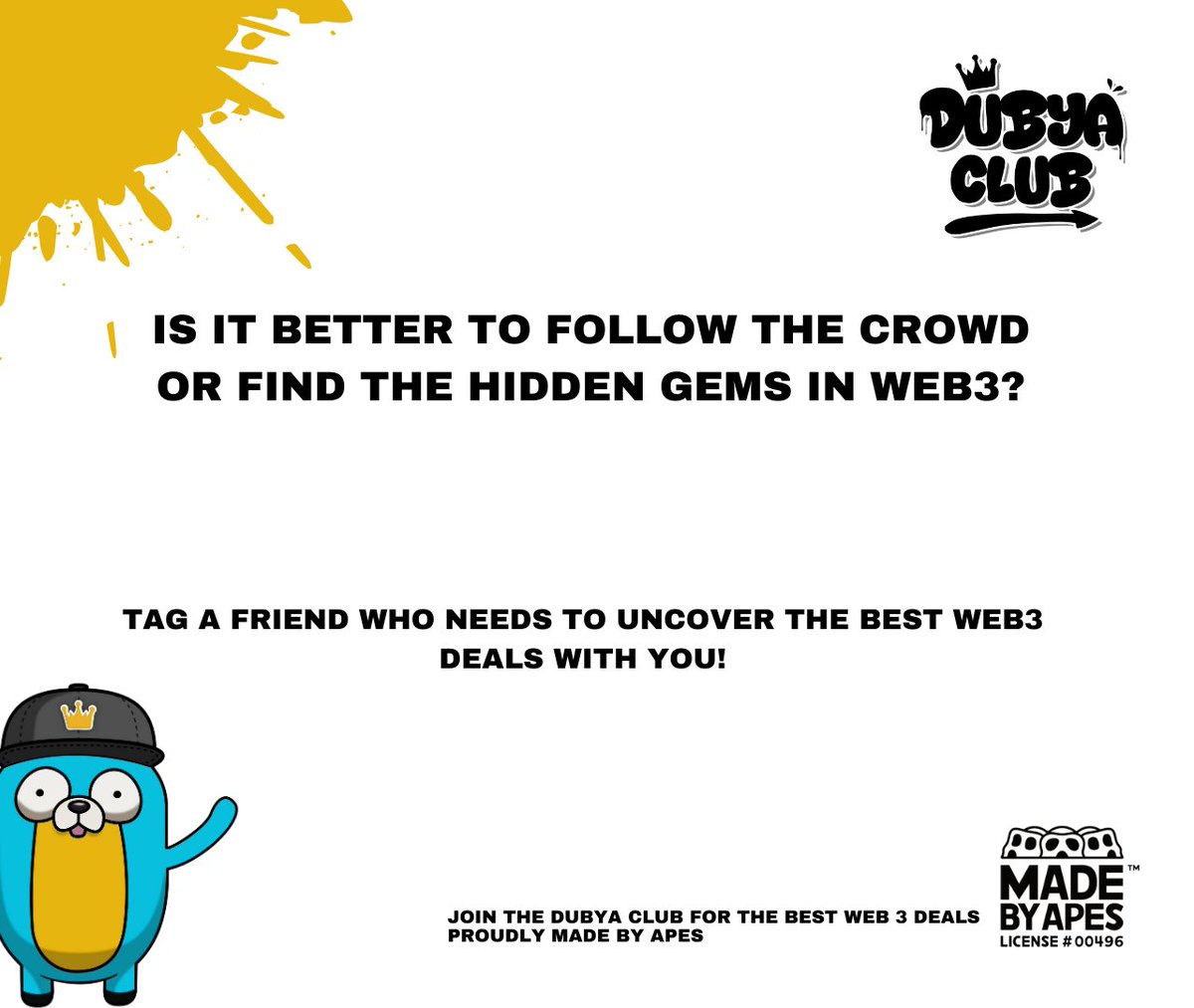 thedubyaclub's tweet image. 🚨 Did you check out our mint price yet? 🚨

Unlock exclusive Web3 gems with Dubya—opportunities that are too good to miss! 🌐

Drop your ETH wallet in the comments to secure your spot on the Dubya Mint List.

#Web3Perks #DubyaClub #ExclusiveDeals #MintSoon #HiddenGems #Web3Gems