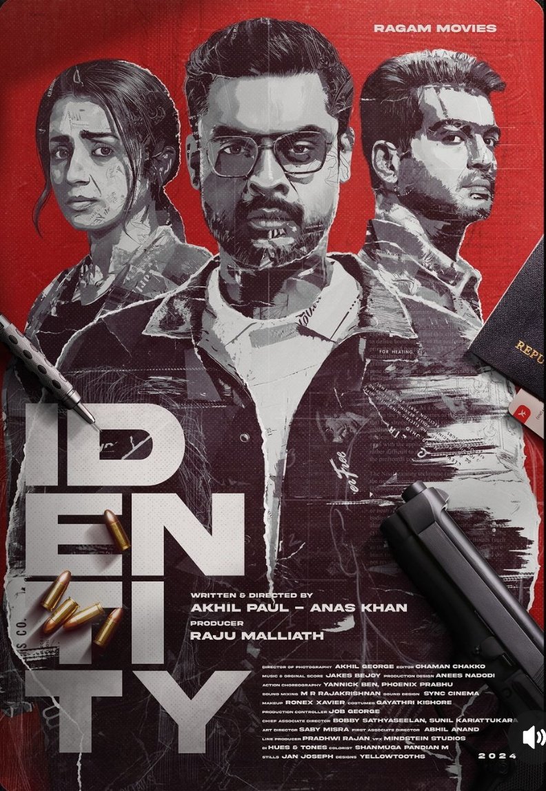 Popperstopmal's tweet image. #Identity First look 💥

 #TovinoThomas #VinayRai #TrishaKrishnan #Trisha