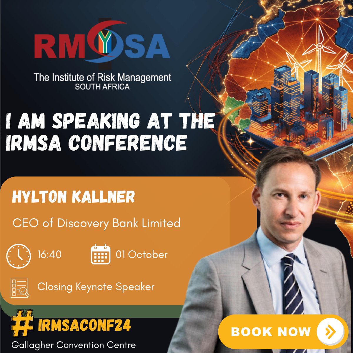 🎤 SPEAKER ANNOUNCEMENT

🏦 Hylton Kallner, CEO of Discovery Bank, is our closing keynote speaker for day one of #IRMSAConf24. 🌍💡

📅 Oct 1-2, 2024

📍 Gallagher Convention Centre

🔗 Register: irmsa.org.za/page/conference
#Innovation #RiskManagement