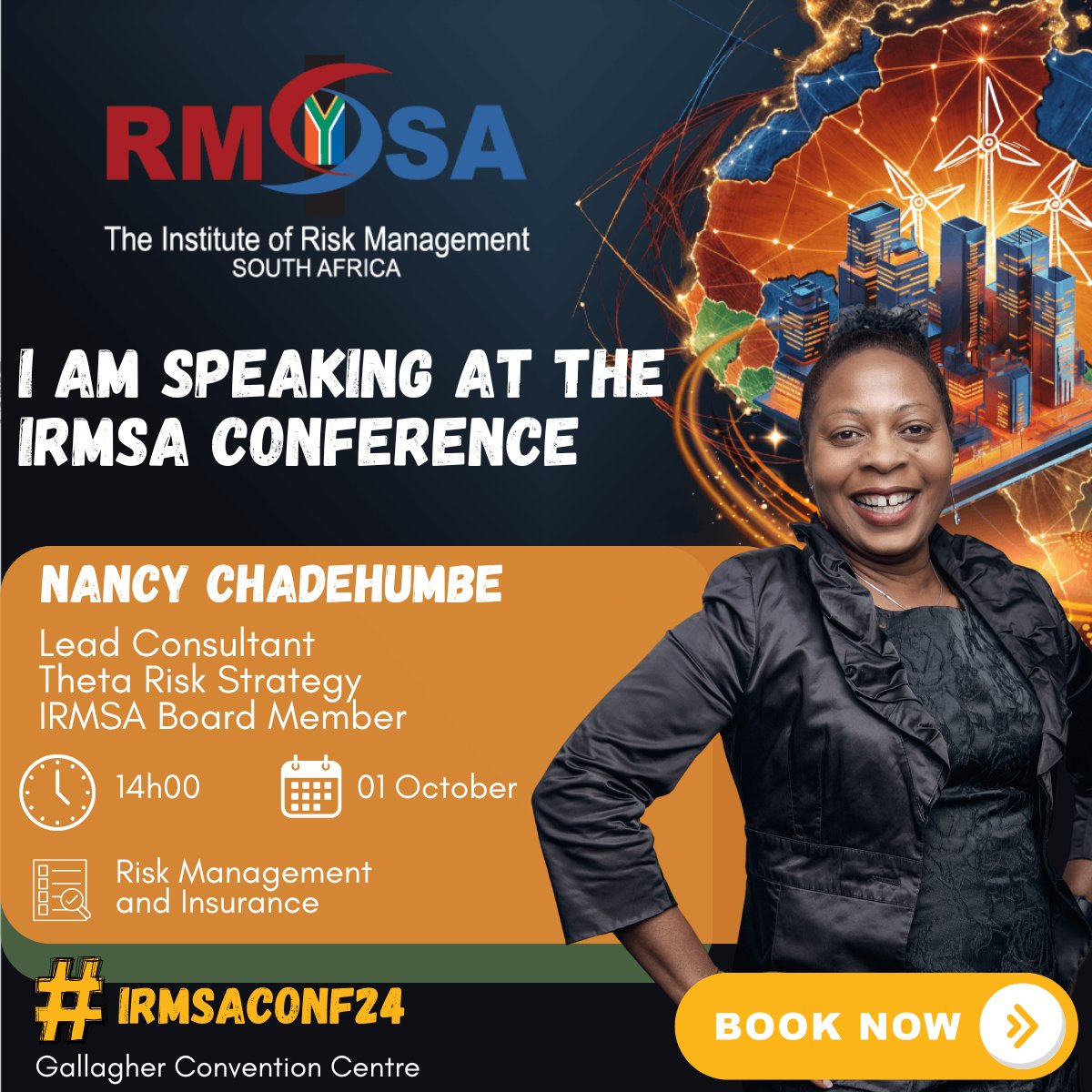 🎤 SPEAKER ANNOUNCEMENT

📈 Nancy Chadehumbe from Theta Risk Strategy will lead a session on Risk Management &amp; Insurance at #IRMSAConf24. 🛡️

📅 Oct 1-2, 2024

📍 Gallagher Convention Centre

🔗 Register: irmsa.org.za/page/conference
#RiskManagement #Innovation