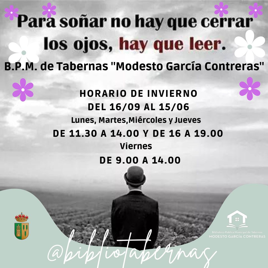 Ya comenzamos un nuevo curso escolar, y como siempre, desde la Biblioteca de Tabernas adapta su horario en beneficio de todos los escolares. ¡Feliz retorno a la rutina lectora!