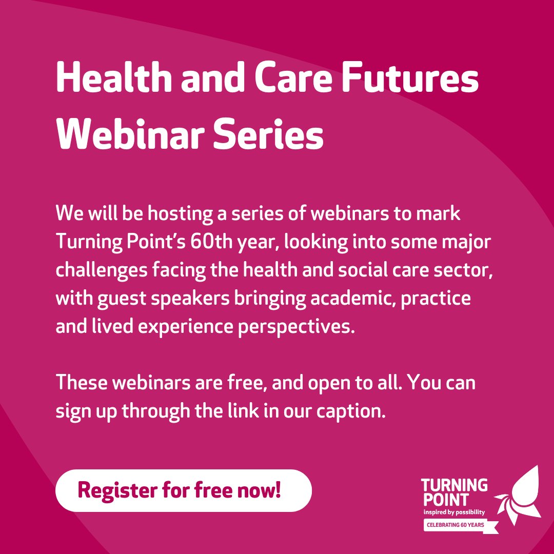 As part of the programme of activities to mark Turning Point’s 60th year, we are hosting a series of webinars discussing the health and social care sector.🌟

➡️To view our webinar schedule, please visit this link: turning-point.co.uk/news-and-insig…

#TurningPoint60 #WebinarSeries