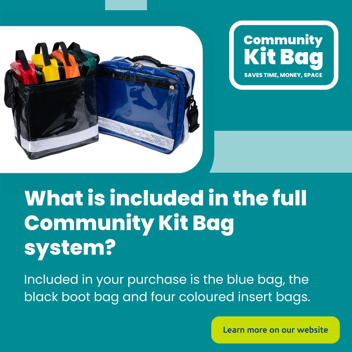CommunityKitBag's tweet image. When you purchase a Community Kit Bag system six bags are included: a blue bag to take into a patient&apos;s home, a black bag that sits in your boot and four coloured insert bags that efficiently organise your stock. #GetYourBootBack