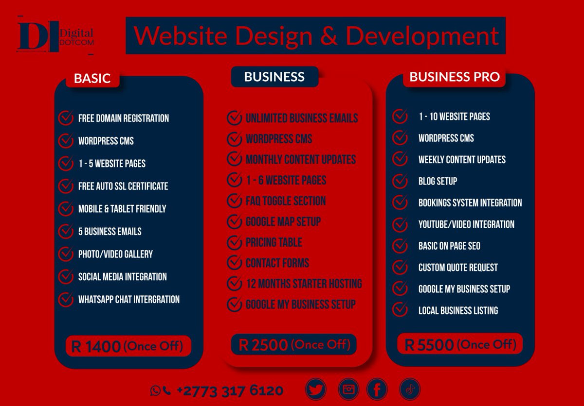 digitaldotcom09's tweet photo. Launch Your Dream Website with Our Exclusive Design Packages!

Ready to make a splash online? At @digitaldotcom09, we specialize in creating stunning #websites that not only look great but also perform seamlessly!

DM us today to learn more +27733176120 (C/W)

Paul Mashatile https://t.co/NYc1K7pYv2