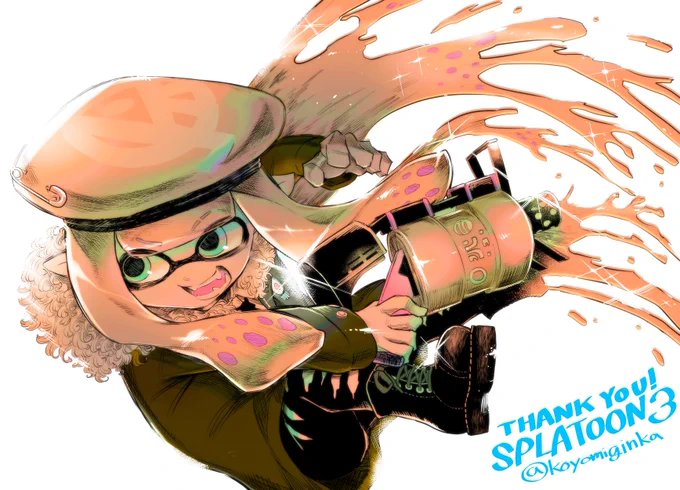 ありがとうスプラトゥーン3! グランドフェスは終わってしまったけどこれからもよろしくね! うちのイカちゃんは今日も52ガロンを携えて泳いでいます。 #splatoon3 #スプラトゥーン3 #GrandFestival