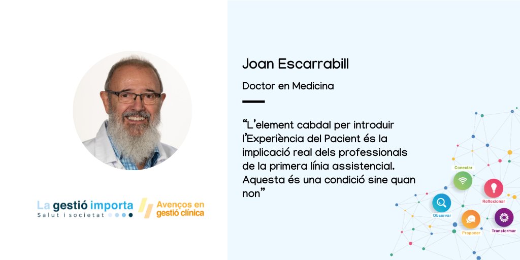 Societat de Gestió Sanitària (@gestiosanitaria) on Twitter photo "L’element cabdal per introduir l’Experiència del Pacient és la implicació real dels professionals de la primera línia assistencial. Aquesta és una condició sine quan non”
Per <a href="/jescarrabill/">joan escarrabill</a> a l'Observatori #Lagestioimporta
👉 tuit.cat/9Dwd8 "L’element cabdal per introduir l’Experiència del Pacient és la implicació real dels professionals de la primera línia assistencial. Aquesta és una condició sine quan non”
Per <a href="/jescarrabill/">joan escarrabill</a> a l'Observatori #Lagestioimporta
👉 tuit.cat/9Dwd8