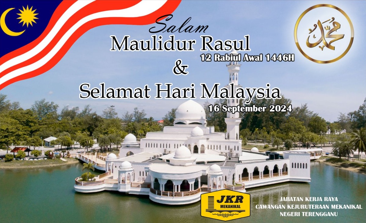 Kami seluruh warga JKR CKMNT mengucapkan Salam Maulidur Rasul buat umat islam di seluruh dunia &amp; Selamat Menyambut Hari Malaysia.
<a href="/suhailimansor/">Suhaili</a>
<a href="/HasliJKR/">Hasli Ibrahim (Ir. Dr.)</a> 
<a href="/Ir_Humaizi/">Ahmad Humaizi</a> 
<a href="/me03594/">Hj Mohamad Amir</a> 
<a href="/JKR_CKM/">JKR CAW. KEJ. MEKANIKAL</a>