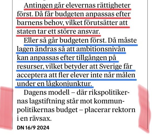 Orimligt att målkonflikter skjuts ned till professionerna i välfärden och att staten fortsätter fungera som en drömfabrik som inte behöver någon verklighetsförankring. Man ställer lärare och rektorer inför en omöjlig målkonflikt när man kräver
📍 Att de följer skollagen och ger