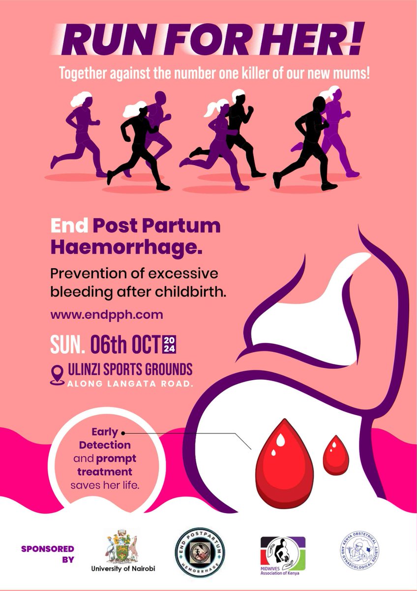 Join the World’s First Run for Our Mums Against Postpartum Bleeding!

Sunday, 6th October 2024
Ulinzi Sports Ground - Along Langata Road

Register Now: [ endpph.com/pph-run-regist… ]

No woman should die while giving birth! .

#RunForHer #KOGSNawe #SaveTheDate