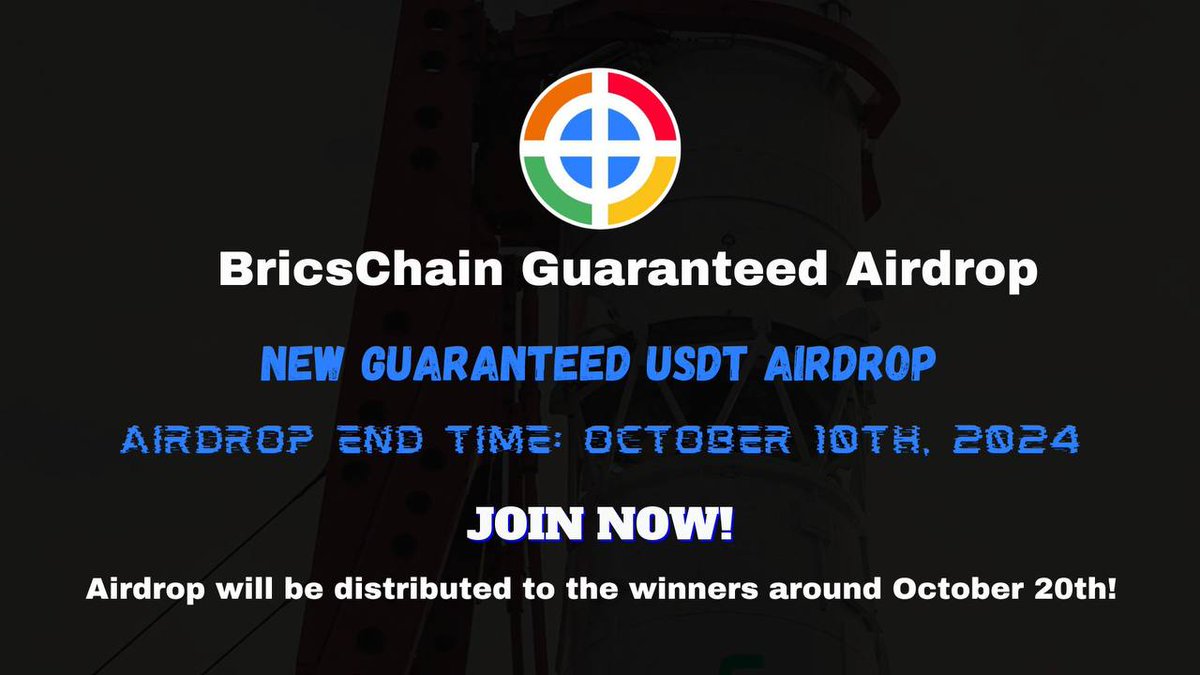 How to skyrocket and 10x your portfolio with BRICS Chain. Participate in our Airdrop and be part of the new world. Follow, Retweet, Tag, Share &amp; Win USDT &amp; $BRICS #brics #bricschain
Wallet: wallet.bricschain.io
TG Bot: t.me/BricschainGuar…