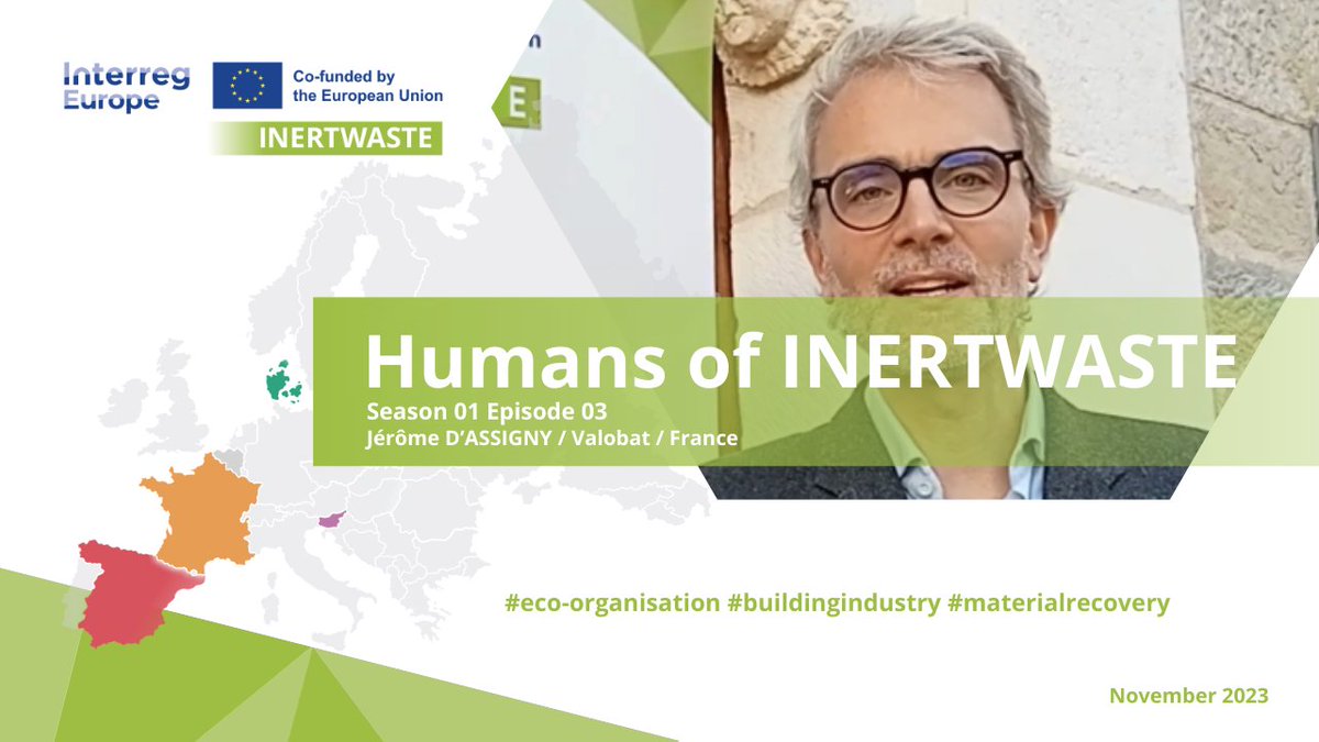 ▶ NEW EPISODE OF HUMANS OF INERTWASTE! 

Jerome d'Assigny from <a href="/valobat_eco/">Valobat</a> tells us more about this EPR for #inert and #nonhazardous #waste operational since 2023.

📷 Watch this episode: interregeurope.eu/inertwaste/new…