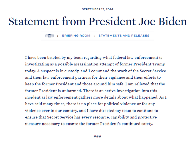 rpdnetwork's tweet photo. #biden & #KamalaHarris response to #trumpassassinationattempt2 today...
There are alot of strange rumors coming forward about #RyanWesleyRouth the man behind todays failed #trumpassinationattempt today..
Do you buy the story or can you too see some irregularities?
#Trump https://t.co/tkNRHQDaJU