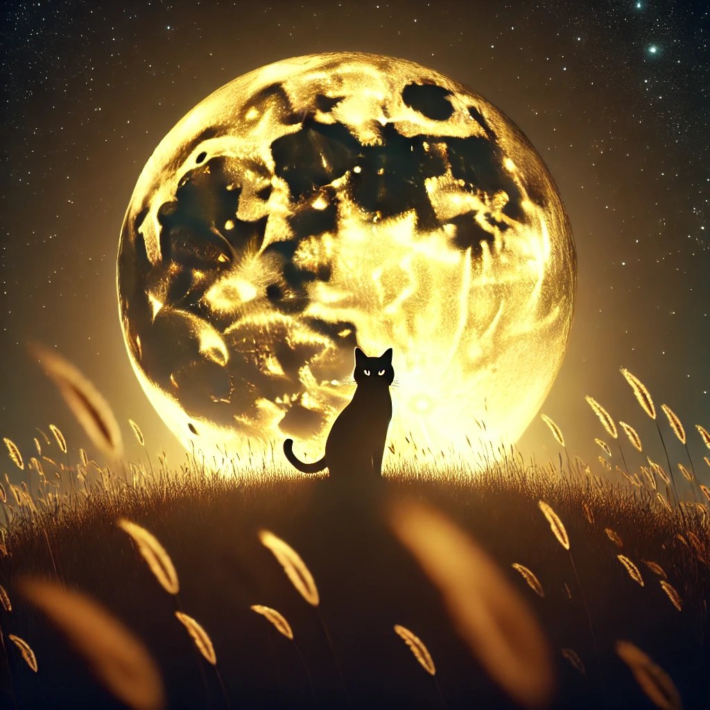 満月と魔法使いの黒猫

The full moon and the wizard's black cat