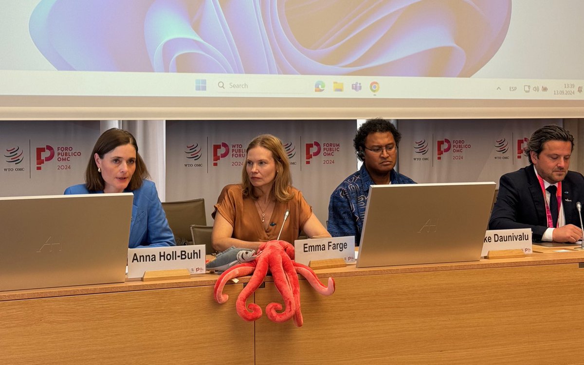 Emma Farge (@reutersfarge) on Twitter photo The toy octopus helped to keep our minds focused on the importance of ending harmful fisheries subsidies at the #WTOPublicForum! Insights from <a href="/HollWWF/">Anna Holl Buhl</a> <a href="/LukeDaunivalu/">Luke Daunivalu</a> <a href="/Sergeraemaekers/">Serge Raemaekers</a> <a href="/ashokadiceam/">Ashok Adicéam</a> #StopFundingOverfishing The toy octopus helped to keep our minds focused on the importance of ending harmful fisheries subsidies at the #WTOPublicForum! Insights from <a href="/HollWWF/">Anna Holl Buhl</a> <a href="/LukeDaunivalu/">Luke Daunivalu</a> <a href="/Sergeraemaekers/">Serge Raemaekers</a> <a href="/ashokadiceam/">Ashok Adicéam</a> #StopFundingOverfishing