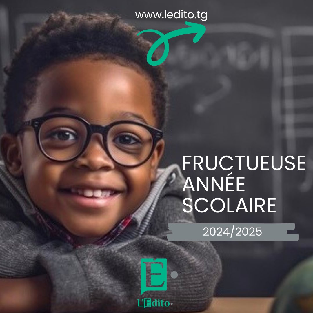 Fructueuse année scolaire 2024/25 😊📚🖊️✨…
Merci à nos lecteurs, abonnés et internautes 🙂…
Toute l’actualité sur ledito.tg 📲💻