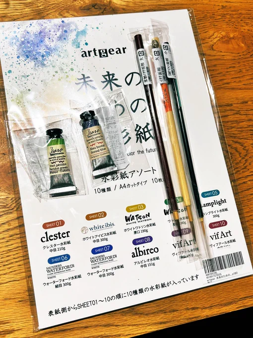 水彩紙絵の具筆たくさんありがとうございます!!この紙すごくいいな。 