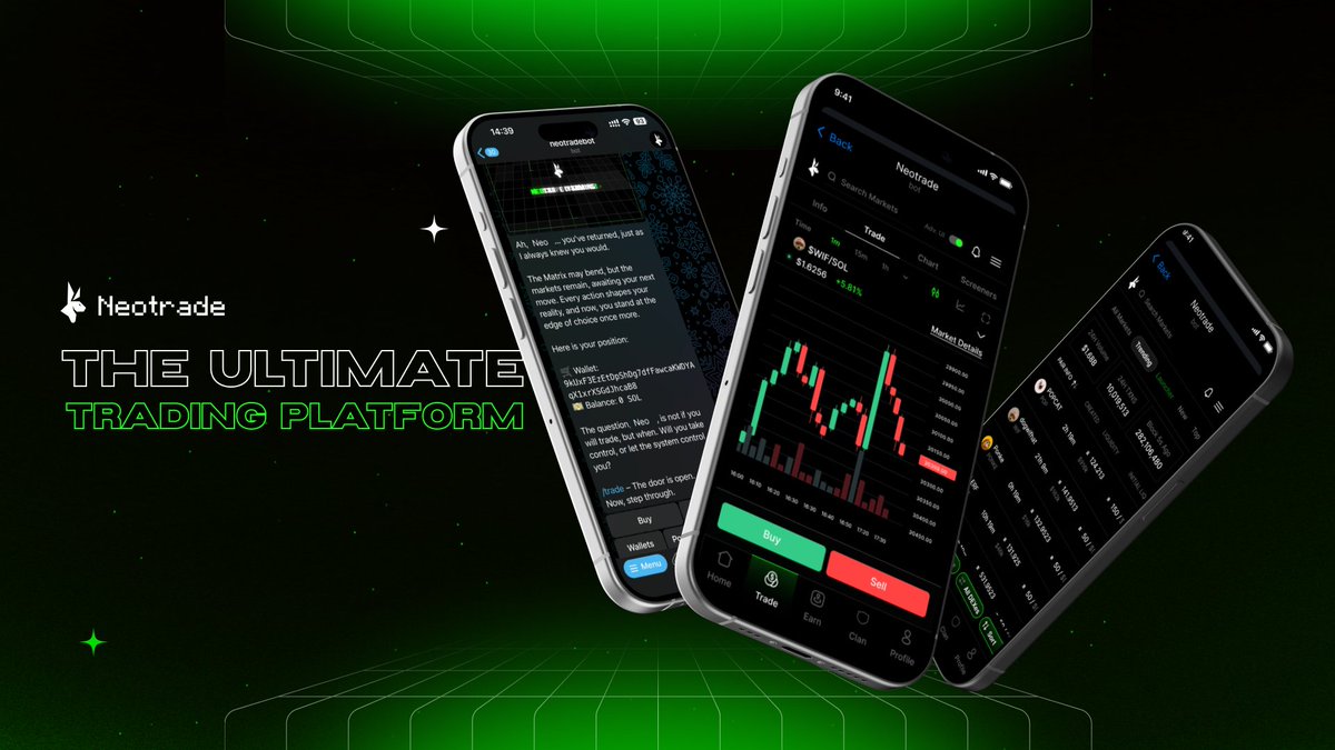 Neotrade combines every essential trading feature into one platform, whilst integrating advanced trading  functionalities with the convenience of Telegram 📈