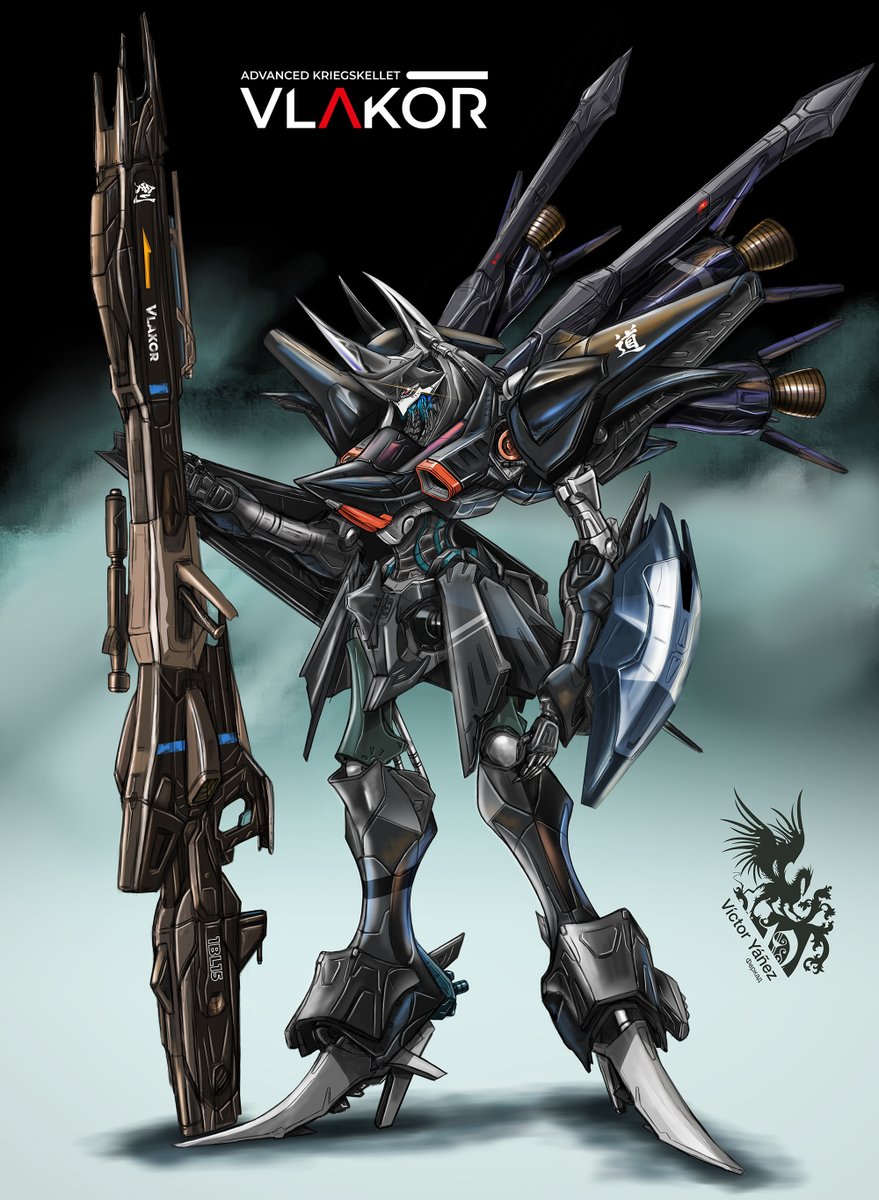 f3rkad's tweet photo. "Vlakor" I made the sketch for this illustration in 1999, at that time i was very influenced by Five star stories and i really wanted to make a design with that kind of look and feel, but something done by me. #ferkad #Mecha #メカ #ロボット #opencommissions #conceptrobot #robot https://t.co/Er6GJeO12E