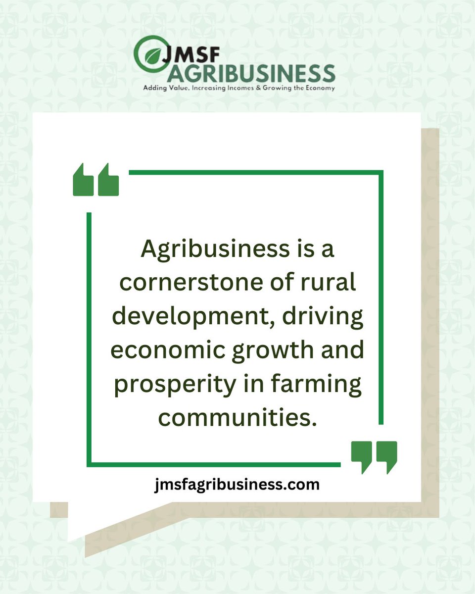 jmsfagribiz's tweet photo. It's a new week!

This week so let's reflect on this thought:

Agribusiness is key to rural development, driving economic growth &amp; prosperity in farming communities. 
**
#Agribusiness #RuralDevelopment #EconomicGrowth #Sustainability #Farming #Agriculture #Africa #Monday https://t.co/salEI1Pv9H