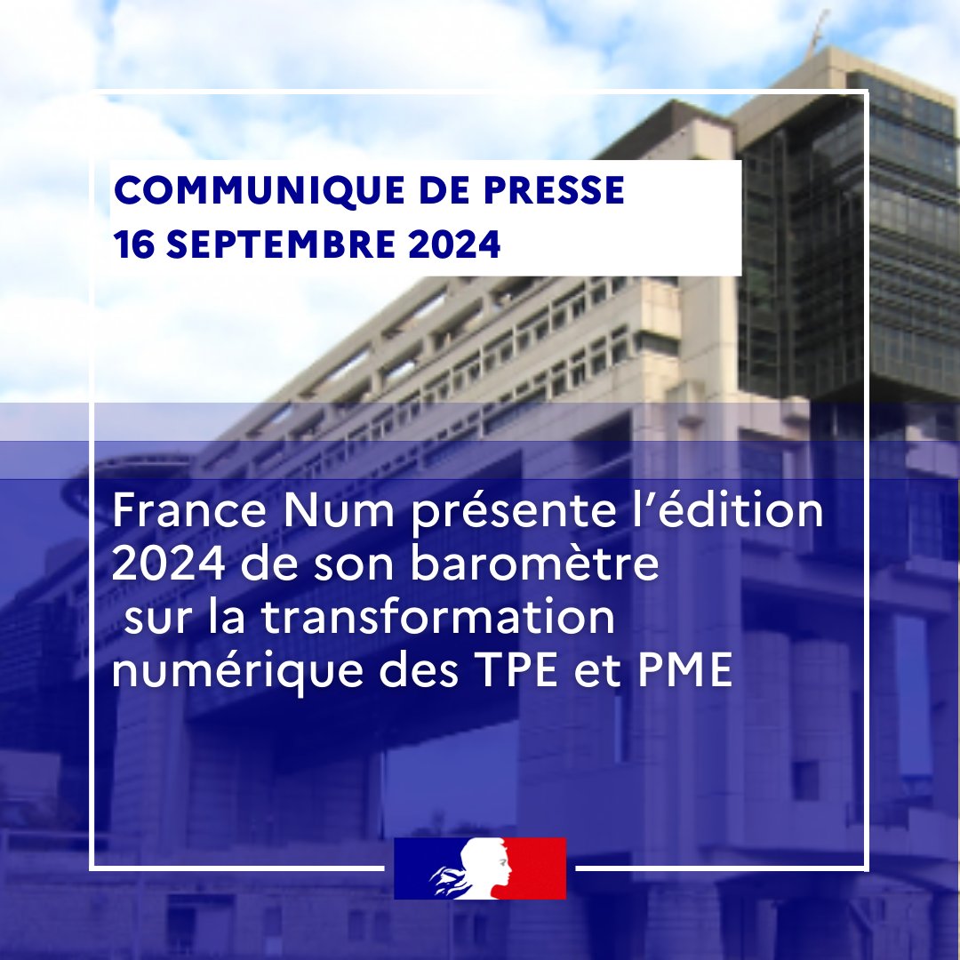 Ministère de l'Économie et des Finances (@economie_gouv) on Twitter photo #FranceNum présente l’édition 2024 de son baromètre sur la transformation numérique des TPE et PME.
💻Piloté par la <a href="/DGEntreprises/">Direction générale des Entreprises</a> le dispositif France Num a pour objectif d’accompagner la transformation numérique des TPE et PME.
Plus d'infos : economie.gouv.fr/particuliers/r… #FranceNum présente l’édition 2024 de son baromètre sur la transformation numérique des TPE et PME.
💻Piloté par la <a href="/DGEntreprises/">Direction générale des Entreprises</a> le dispositif France Num a pour objectif d’accompagner la transformation numérique des TPE et PME.
Plus d'infos : economie.gouv.fr/particuliers/r…