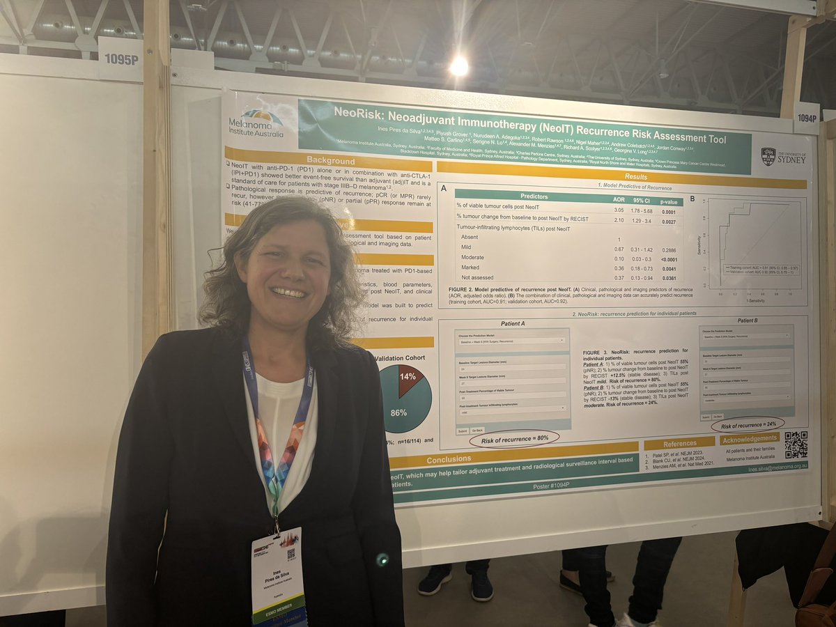 Professor Georgina Long AO (Bluesky @gvlongphdmd) (@profglongmia) on Twitter photo More incredible data <a href="/myESMO/">ESMO - Eur. Oncology</a>. Dr <a href="/JorjaBraden/">Jorja Braden</a> med onc & PhD student <a href="/MelanomaAus/">Melanoma Institute Australia</a> & <a href="/Sydney_Uni/">University of Sydney</a> showed BRAF targeted therapy with #immunotherapy is not additive to the immune activation - pure immunotherapy is our first line go-to for #neoadjuvant therapy in #melanoma. MIA Fellow More incredible data <a href="/myESMO/">ESMO - Eur. Oncology</a>. Dr <a href="/JorjaBraden/">Jorja Braden</a> med onc & PhD student <a href="/MelanomaAus/">Melanoma Institute Australia</a> & <a href="/Sydney_Uni/">University of Sydney</a> showed BRAF targeted therapy with #immunotherapy is not additive to the immune activation - pure immunotherapy is our first line go-to for #neoadjuvant therapy in #melanoma. MIA Fellow