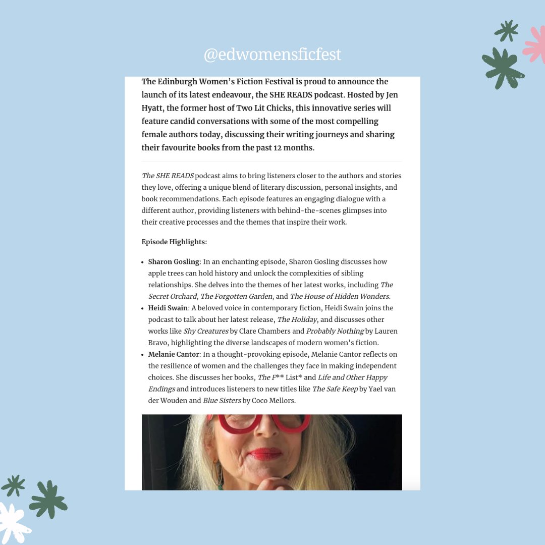 Edinburgh Women's Fiction Festival (@edwomensficfest) on Twitter photo A huge thank you to Edinburgh News for featuring our SHE READS podcast! 💖 We’re excited to share conversations with inspiring women authors. Your support means the world! 🌍 Tune in and join us at the festival: edinburghnews.scotsman.com/arts-and-cultu…
🎟️ edwomensficfest.co.uk/tickets <a href="/EdinburghLive/">Edinburgh Chat.</a> A huge thank you to Edinburgh News for featuring our SHE READS podcast! 💖 We’re excited to share conversations with inspiring women authors. Your support means the world! 🌍 Tune in and join us at the festival: edinburghnews.scotsman.com/arts-and-cultu…
🎟️ edwomensficfest.co.uk/tickets <a href="/EdinburghLive/">Edinburgh Chat.</a>