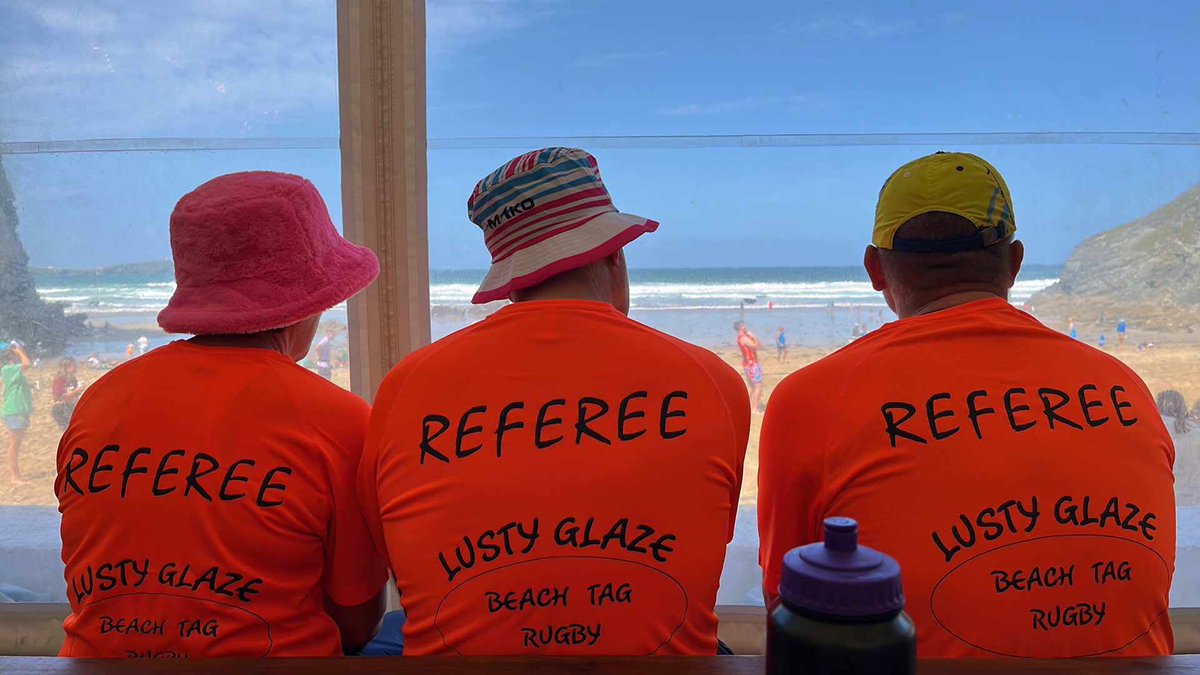 Athletic tops printed for the Referees at Lusty Glaze Beach Tag Rugby 🏉
