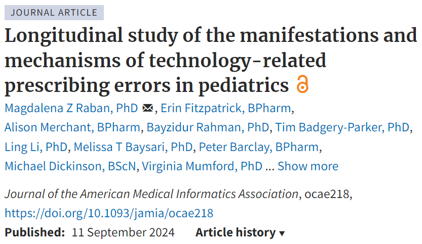 📢1 in 3 potentially serious prescribing errors are technology-related (i.e. the design of the system likely led to the error).

We need better oversight and governance of #EHR systems to realise #patientsafety gains.

#medicationsafety #MedTwitter #MedEd 
doi.org/10.1093/jamia/…