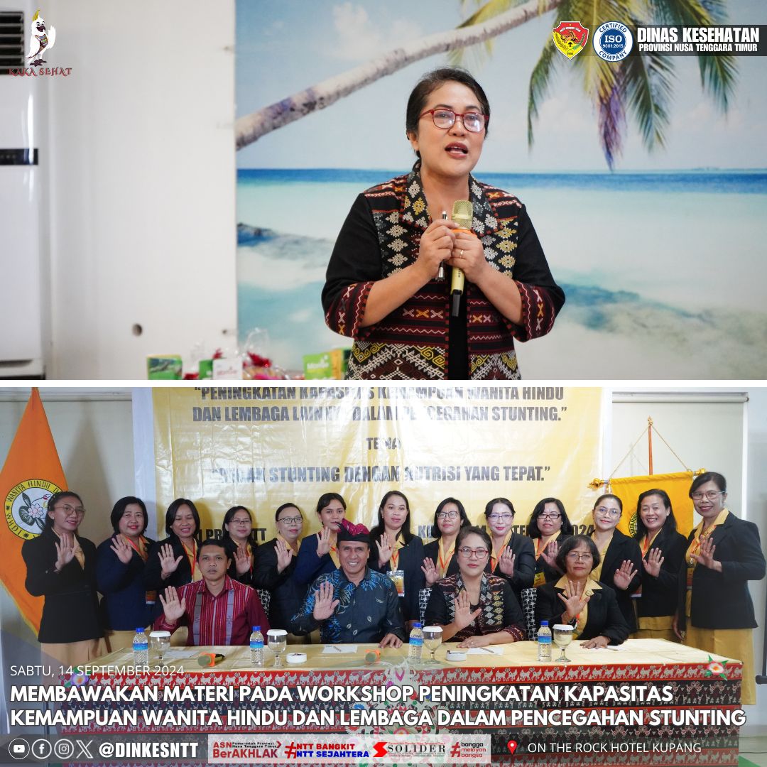dinkesntt's tweet photo. Sabtu, 14 September 2024
Membawakan Materi pada Workshop Peningakatan kapasitas Wanita Hindu dan Lembaga lain dalam Pencegahan Stunting dengan tema "Cegah Stunting dengan Nutrisi yang tepat". Kegiatan ini berlangsung di On The Rock Hotel Kupang. https://t.co/q1T7B4QIXg