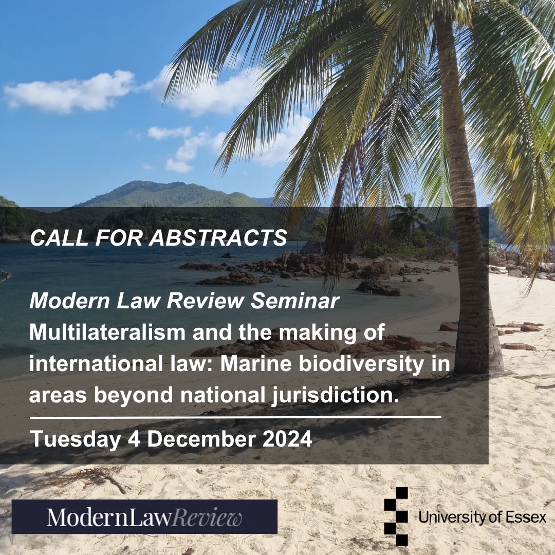 Essex Law School (@essexlawschool) on Twitter photo Essex Law School is pleased to invite scholars, practitioners, and experts in the field of #internationallaw and international law of the sea to submit abstracts. Convened by <a href="/MeaganwongS/">Meagan Wong</a> thanks to Modern Law Review Funding.
#Callforabstracts here⛵️ essex.ac.uk/events/2024/12… Essex Law School is pleased to invite scholars, practitioners, and experts in the field of #internationallaw and international law of the sea to submit abstracts. Convened by <a href="/MeaganwongS/">Meagan Wong</a> thanks to Modern Law Review Funding.
#Callforabstracts here⛵️ essex.ac.uk/events/2024/12…