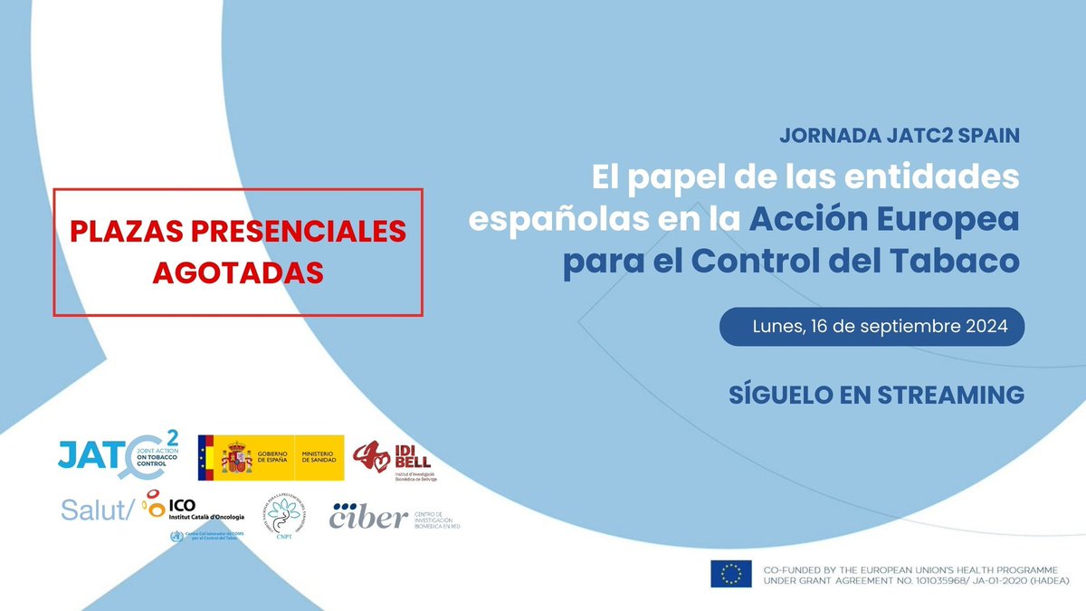 Fundación MÁS QUE IDEAS (@fundacionmqi) on Twitter photo 🔵Nuestra compañera <a href="/EstefaniaRom91/">Estefanía Romero</a> participa hoy en la jornada <a href="/jatc2_/">Joint Action on Tobacco Control 2</a> en el Ministerio de Sanidad (<a href="/sanidadgob/">Ministerio de Sanidad</a>).
El tema principal: PAPEL DE LAS ENTIDADES ESPAÑOLAS EN LA ACCIÓN EUROPEA PARA EL CONTROL DEL TABACO.
jornada-jatc2.tiiny.site 🔵Nuestra compañera <a href="/EstefaniaRom91/">Estefanía Romero</a> participa hoy en la jornada <a href="/jatc2_/">Joint Action on Tobacco Control 2</a> en el Ministerio de Sanidad (<a href="/sanidadgob/">Ministerio de Sanidad</a>).
El tema principal: PAPEL DE LAS ENTIDADES ESPAÑOLAS EN LA ACCIÓN EUROPEA PARA EL CONTROL DEL TABACO.
jornada-jatc2.tiiny.site