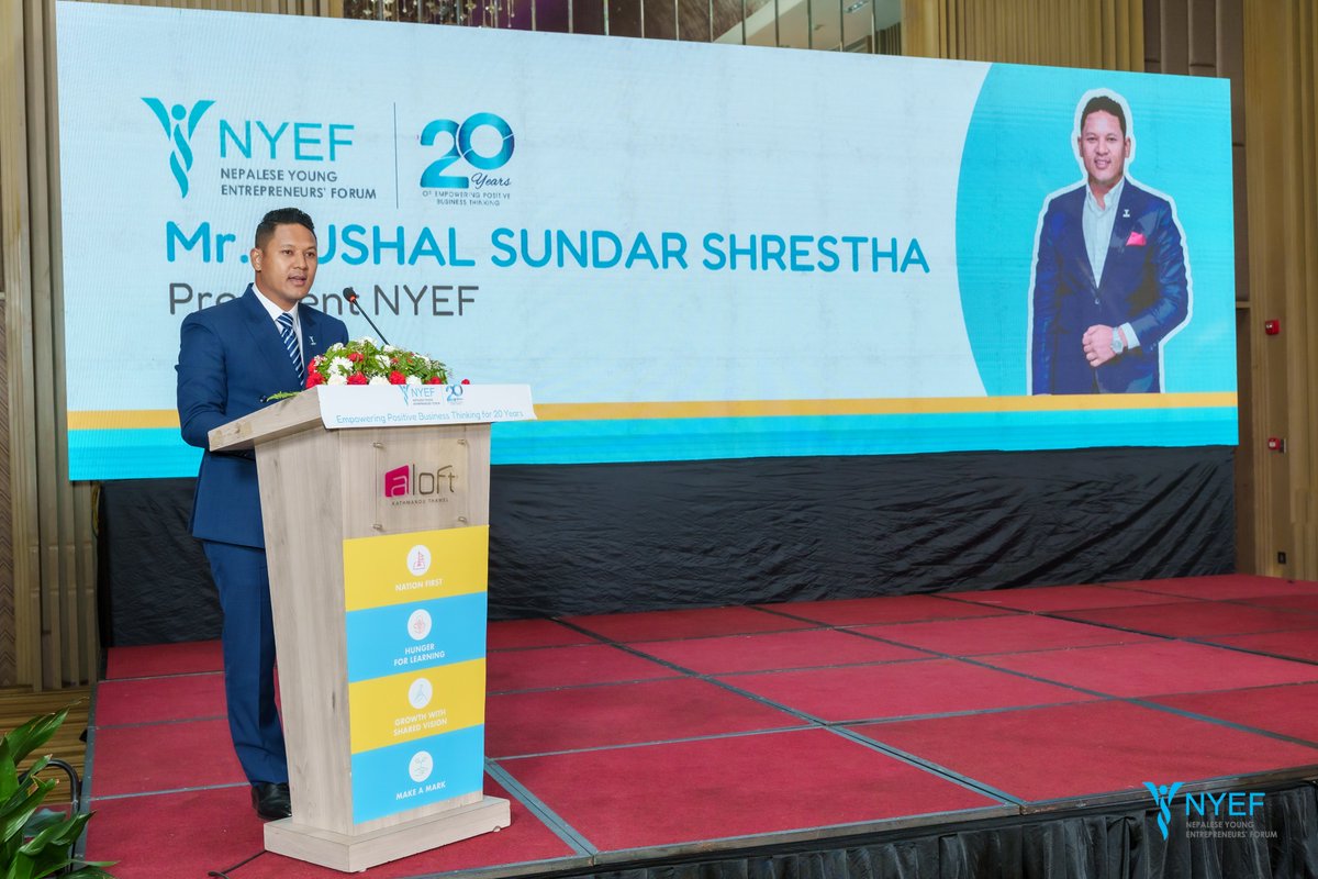 nyefnepal's tweet photo. NYEF National held its 20th Annual General Meeting with Chief Guest Hon. Damodar Bhandari, Minister of Industry, Commerce, and Supplies. 

Congratulations to the newly elected President Mr. Kushal Sundar Shrestha and Executive members of NYEF National. https://t.co/lOaHaxUoL7
