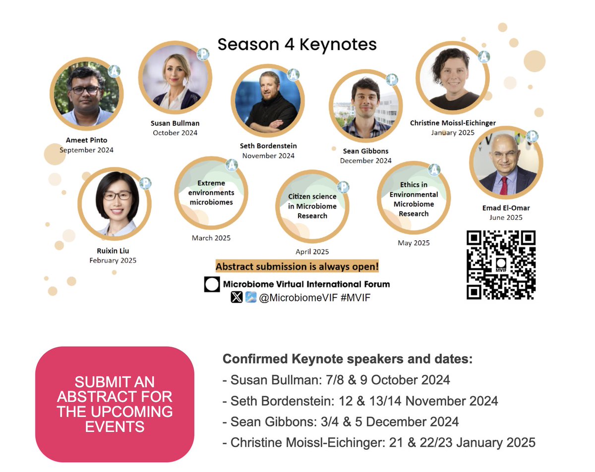 Microbiome Virtual International Forum (@microbiomevif) on Twitter photo More NEWS:
Check out #MVIF Season 4 keynote speakers!
<a href="/watermicrobe/">Ameet Pinto</a>
<a href="/BullmanLab/">Susan Bullman</a>
<a href="/Symbionticism/">Seth Bordenstein</a>
@gibbological
<a href="/chmoei/">Christine Moissl-E</a>
Ruixin Liu
<a href="/emadelomar/">Emad El-Omar</a> More NEWS:
Check out #MVIF Season 4 keynote speakers!
<a href="/watermicrobe/">Ameet Pinto</a>
<a href="/BullmanLab/">Susan Bullman</a>
<a href="/Symbionticism/">Seth Bordenstein</a>
@gibbological
<a href="/chmoei/">Christine Moissl-E</a>
Ruixin Liu
<a href="/emadelomar/">Emad El-Omar</a>