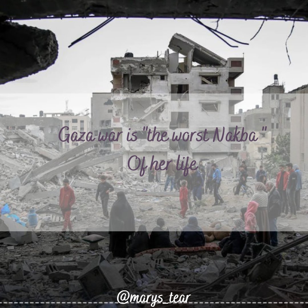 marys_tear's tweet image. A survivor of the Nakba 1948 and the Naksa of 1967 has told AlJazeera that  the ongoing Israeli onslaught on Gaza has proven worse than the previous two. #explore #AlJazeera #palestiniansupport #displacement #fyp #viral