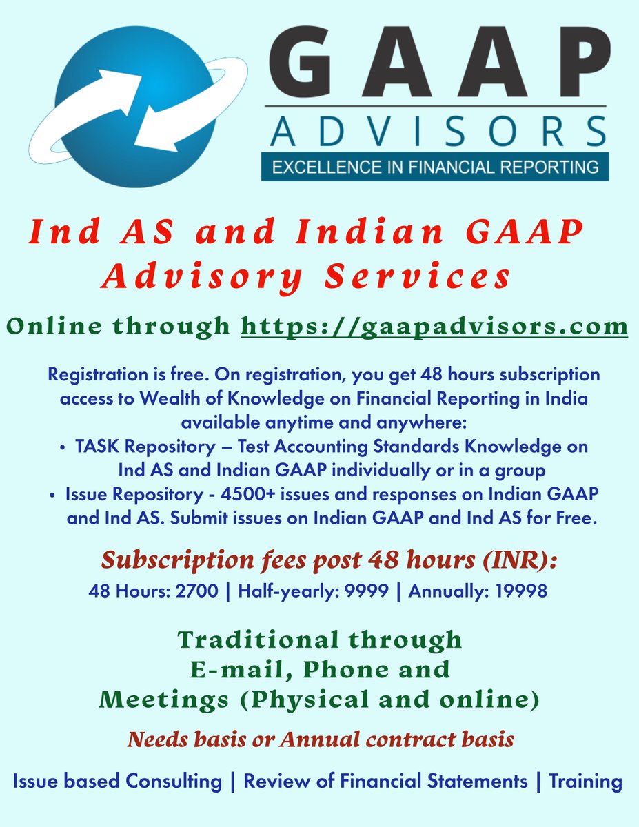 cmanishiyer's tweet image. Responded to Issue Id: 4804 applying following Ind AS:
Ind AS 1 – Presentation of Financial Statements
No. of Issues in Issue Repository on Ind AS 1: 288

#GAAPAdvisors - Enabling Excellence in Financial Reporting