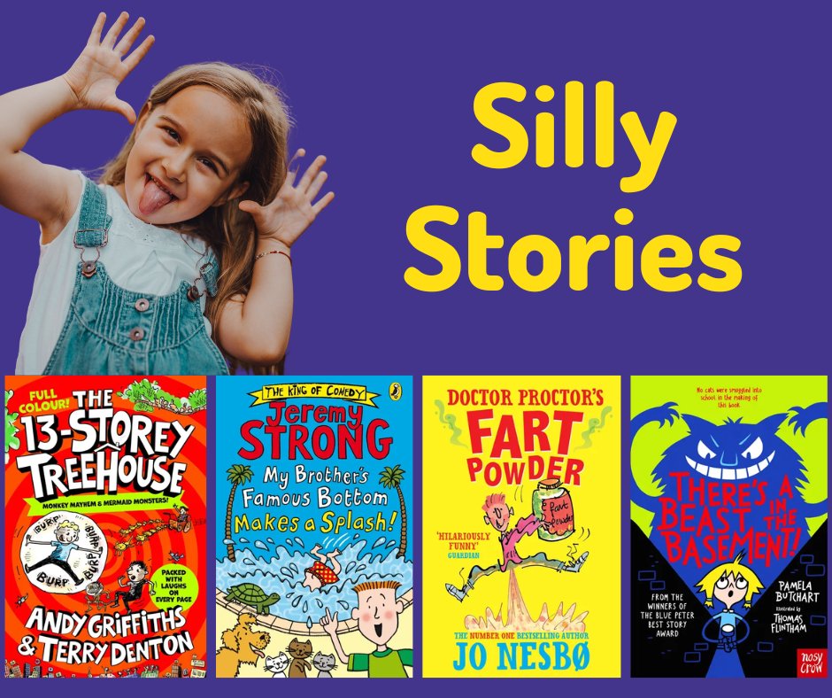 Who doesn't love a silly story? Find our collection of laugh-out-loud #stories to make the children (and adults) giggle.

BorrowBox: hampshire.borrowbox.com/product-group/…
Catalogue: hampshire.spydus.co.uk/cgi-bin/spydus…

<a href="/Pamela_Butchart/">Pamela Butchart</a> <a href="/J_C_Pearson/">Jenny Pearson</a> <a href="/AndyStanton15/">Andy Stanton</a> <a href="/philipreeve1/">Philip Reeve</a> <a href="/jabberworks/">Sarah McIntyre</a> <a href="/sarahhorne9/">Sarah Horne</a>