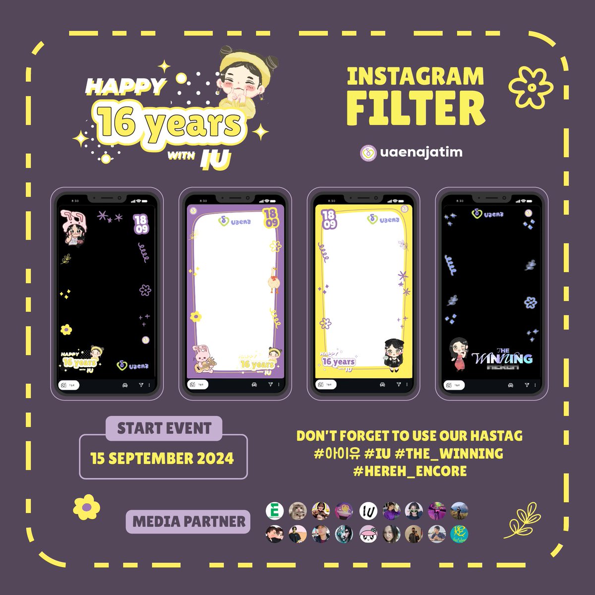IUaenafess's tweet photo. Happy 16 Years with IU 🐰
INSTAGRAM FILTER (WORLDWIDE)
by @uaenajatim
🗓 Start 15 September
https://t.co/UCATsdZs8Z
Share your moment with hashtag #아이유 #IU #THE_WINNING #HEREH_ENCORE https://t.co/o9ij1rJsU0