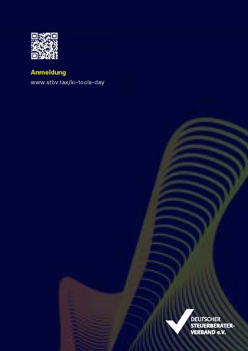 Jetzt zum Tools-Day mit dem Schwerpunkt ➡️Künstliche Intelligenz in der Steuerberatungskanzlei ⬅️anmelden: t1p.de/tg1g1

<a href="/DStVberlin/">Deutscher Steuerberaterverband</a> #steuerberaterin #steuerberater #berufsverband #thueringen