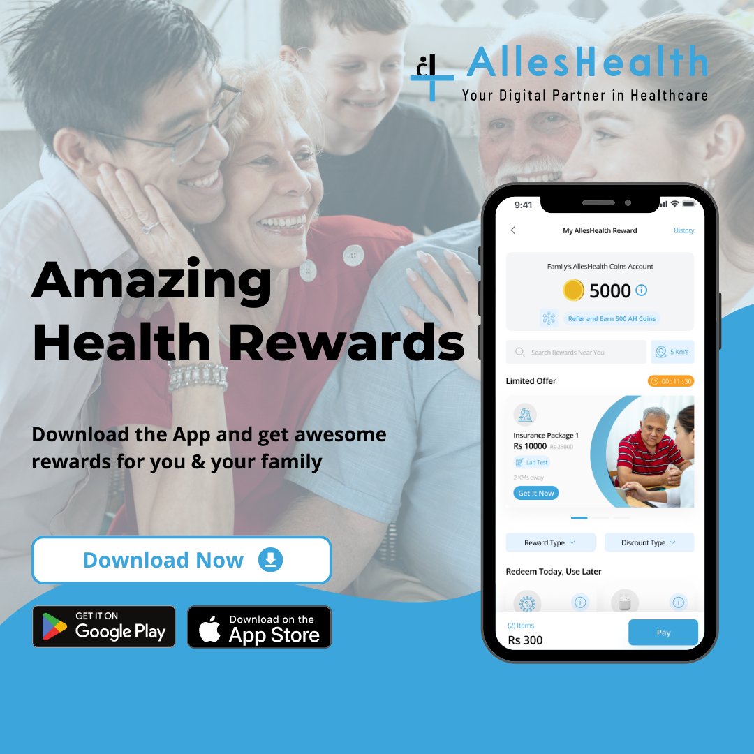 Stay healthy and get rewarded! 🎉 With AllesHealth, your journey to better health comes with exciting rewards. Earn points for every healthy step you take and redeem them for exclusive perks! #HealthAwareness #healthcareIT