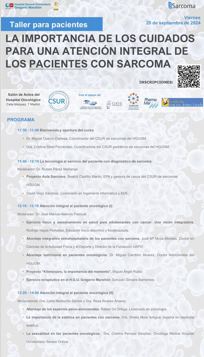 Sarcomas Hospital Gregorio Marañón (@sarcomashgugm) on Twitter photo 20 septiembre. Día Nacional Sarcoma <a href="/SarcomasHGUGM/">Sarcomas Hospital Gregorio Marañón</a> “Atención integral. Importancia de los cuidados.” Inscripción abierta.
#HospitalGregorioMarañon
@soycot <a href="/GrupoGeis/">GEIS</a> @SEOR3 <a href="/FundacionSEHOP/">Fundación SEHOP</a> <a href="/SEMNIMoficial/">SEMNIM</a> <a href="/_SEOM/">SEOM</a> <a href="/SEOP_news/">SEOP</a> 20 septiembre. Día Nacional Sarcoma <a href="/SarcomasHGUGM/">Sarcomas Hospital Gregorio Marañón</a> “Atención integral. Importancia de los cuidados.” Inscripción abierta.
#HospitalGregorioMarañon
@soycot <a href="/GrupoGeis/">GEIS</a> @SEOR3 <a href="/FundacionSEHOP/">Fundación SEHOP</a> <a href="/SEMNIMoficial/">SEMNIM</a> <a href="/_SEOM/">SEOM</a> <a href="/SEOP_news/">SEOP</a>