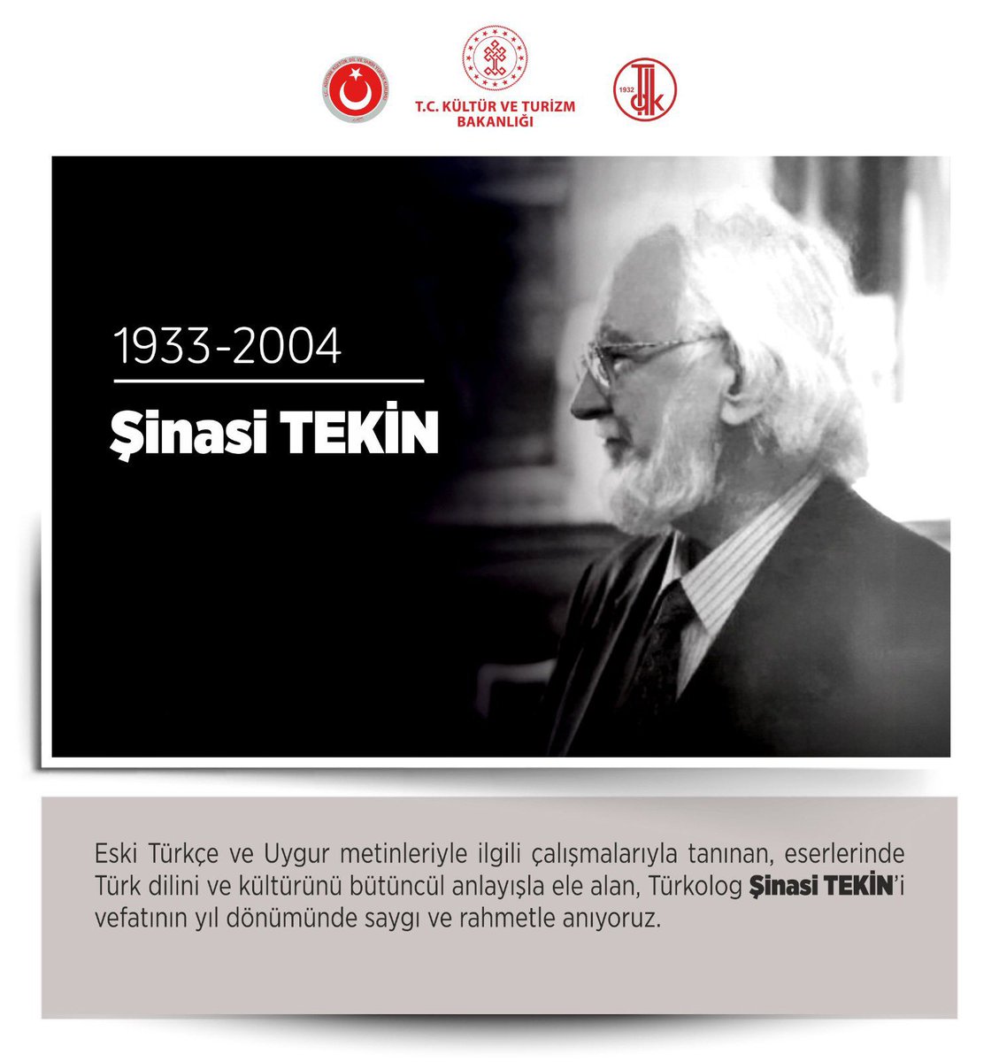📌Eski Türkçe ve Uygur metinleriyle ilgili çalışmalarıyla tanınan, Türkolog Şinasi TEKİN’i vefatının 20. yılında saygı ve rahmetle anıyoruz.

🔗 emagaza-tdk.ayk.gov.tr/product/defaul…

🔗 emagaza-tdk.ayk.gov.tr/product/defaul…

#TarihteBugün
#ŞinasiTekin
