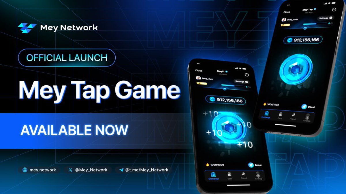 🚀 Mey Tap Game Is Live Now!

Mey Tap from <a href="/Mey_Network/">Mey Network</a> is ready for rewards earning with every tap!

👉 Start The Fun: t.me/meytap_bot

Join in for
🧩 Instant Rewards
🎮 Simple &amp; Fun Gameplay
✔️ Exclusive Perks
🎁 Airdrops

👀 Start tapping now!

#MeyTap #MEY #Tap2Earn