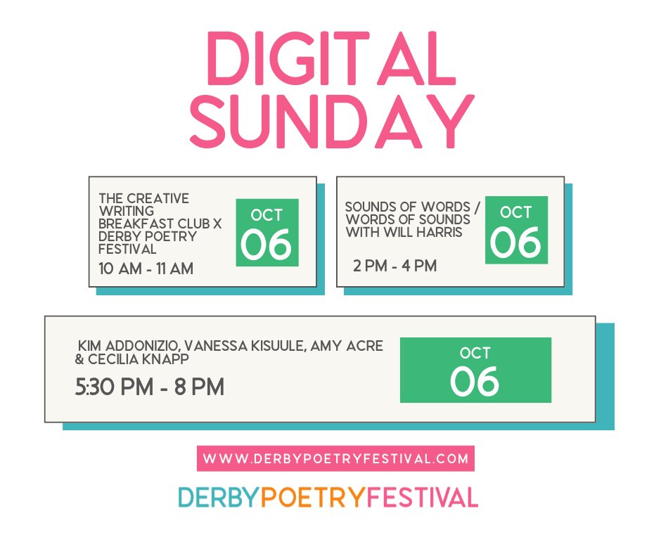 Tickets are now available for the closing event of this year’s festival

Join us on Sun 6th Oct for a digital showcase with Cecilia Knapp, Amy Acre, Vanessa Kisuule &amp; Kim Addonizio

Plus an online open mic sharing

Tickets in Bio

#poetry #openmic #digitalevents #poetryfestival