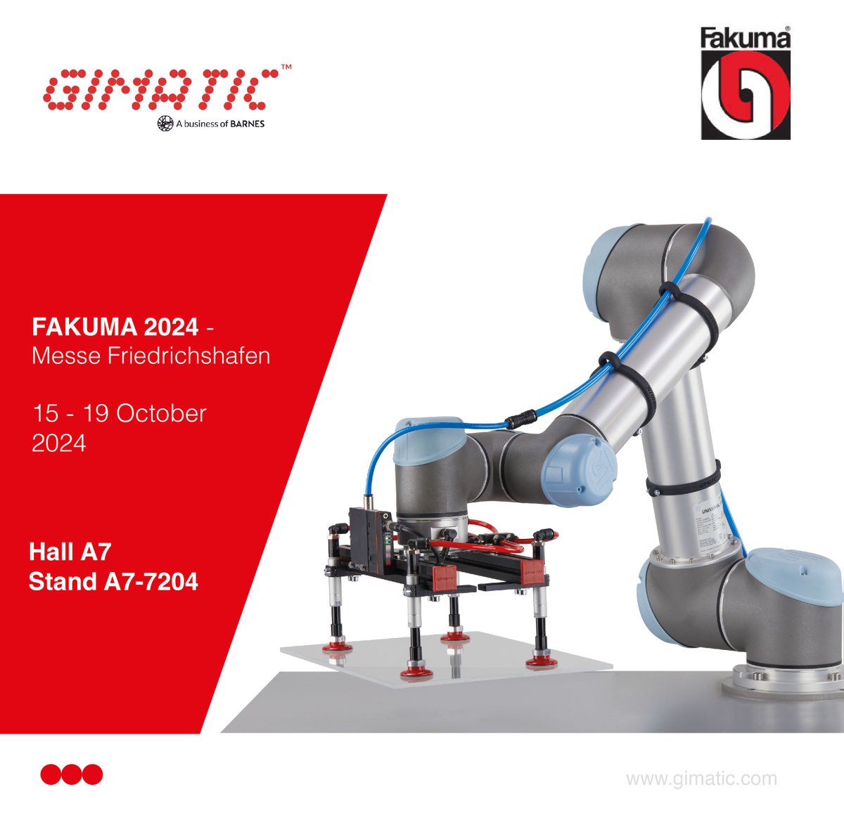 The countdown is on -  Just 1 month until Fakuma Messe 2024! ️
 At Messe Friedrichshafen from October 15th to 19th.

Head over to 📍 Hall A7, Stand A7-7204 
We can't wait to connect and discuss your specific needs!

Phttps://www.gimatic.com/