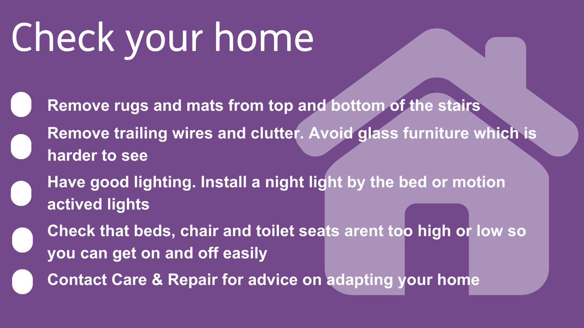 Falling over is not an inevitable part of growing older. We can fall over at any age but as we get older, we’re more likely to get hurt. We’ve some top tips to reduce your risk, starting with ‘Check your home’