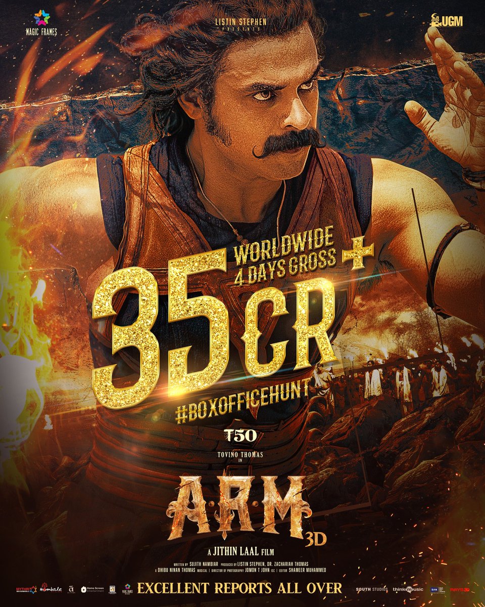 Box_Office_BO's tweet photo. MASSIVE BLOCKBUSTER 💥
#ARM has grossed over ₹35 crores GBOC and Counting #BoxofficeHunt .
🎟️Grab your tickets now
@ttovino @IamKrithiShetty @jithin_lall
@aishu_dil @dhibuofficial @harishuthaman @magicframes2011
@trendytollyPR @aafilmsindia @thinkmusicindia #ARM3Dthemovie https://t.co/2wqtC28uM7
