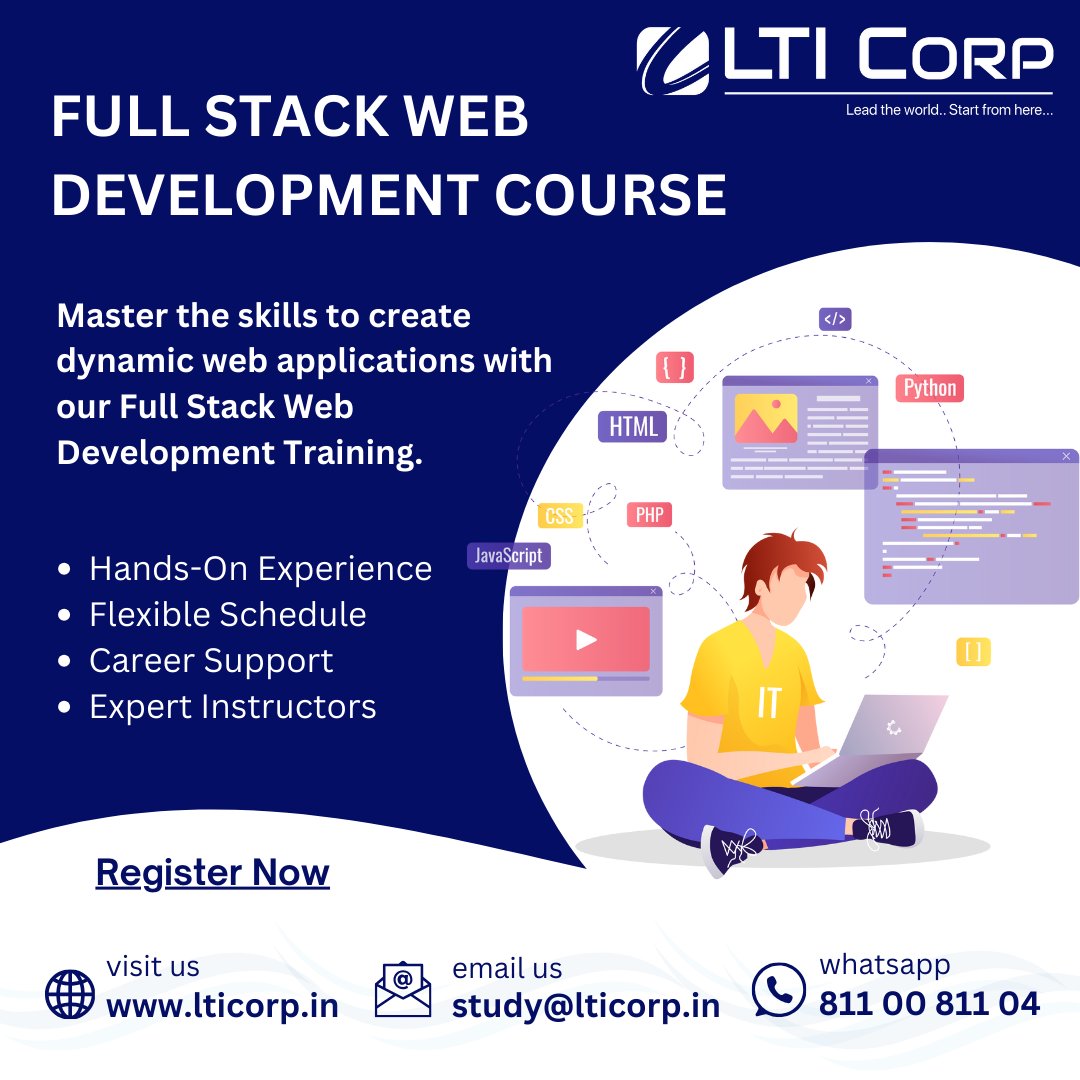 LTI_Corp_India's tweet image. 🔓Unlock your potential with Full Stack Web Development at LTI Corp.
More Info:
🌐lticorp.in
✉study@lticorp.in
📞8110081104
#FullStackDevelopment #FrontEndBackEnd
#SoftwareDevelopment #DevCommunity #TechCareer #Programming #Training #bestinstitute #LTICorp
