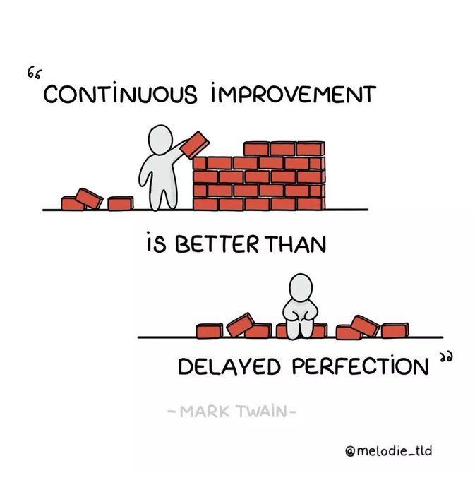 👉 In order to achieve success, it is essential to prioritize continuous improvement over striving for delayed perfection. 

👉 By continually refining and enhancing our skills, processes, and strategies, we can adapt to changing circumstances and consistently progress.